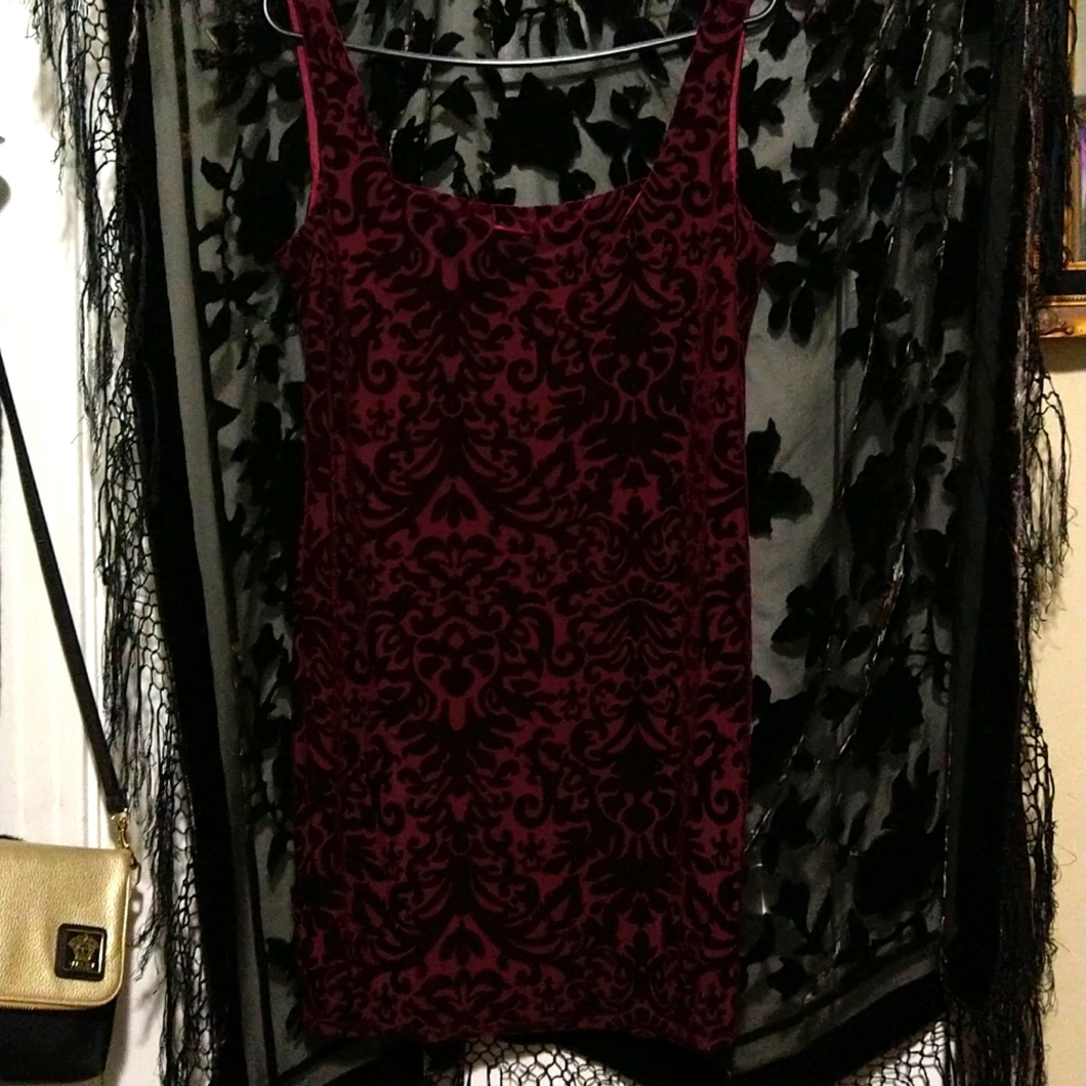 Macy's velvet wine burgundy mid dress